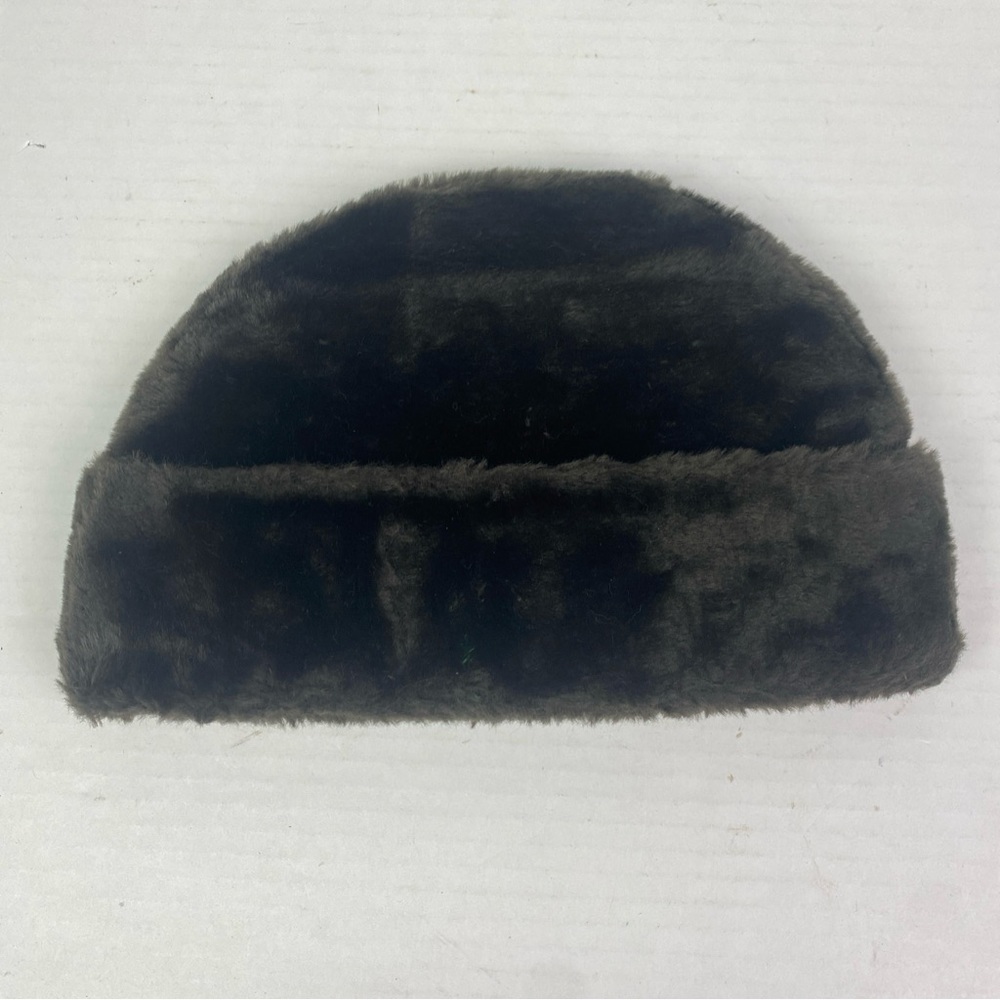 Vintage Adult Faux Fur Hat Cap Chocolate Dark Brown Glamour Hollywood Winter